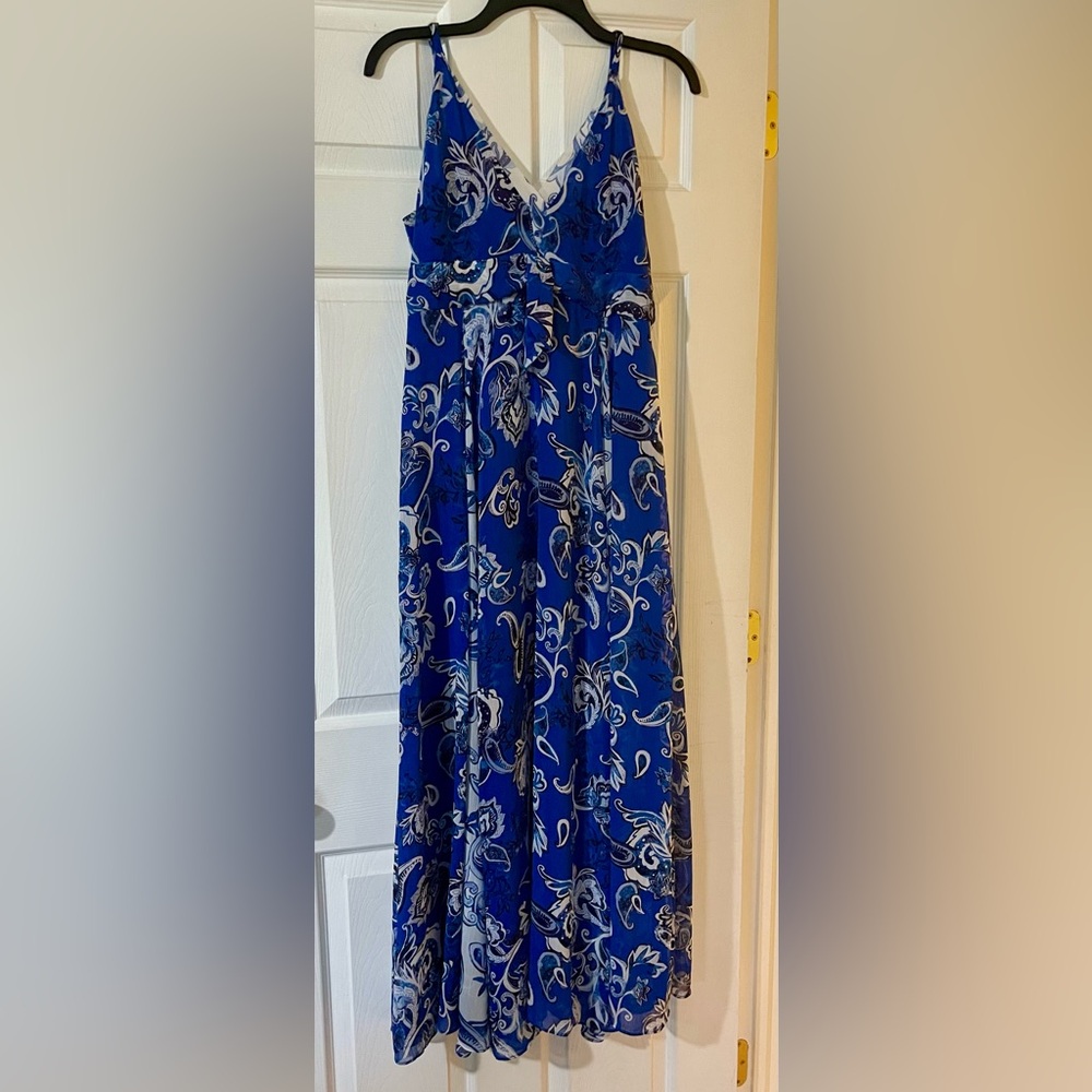 White House Black Market Royal Blue Floral Maxi Dress